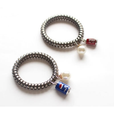 Excellent design telephone cord hair ties with drinks pendant